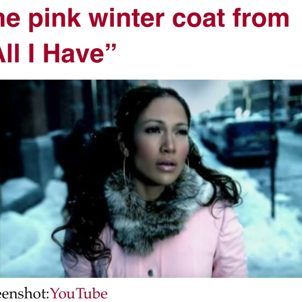 ISO Pink w fur winter coat from Jennifer Lopez & LLCoolJ’s “All I Have”. #jlo